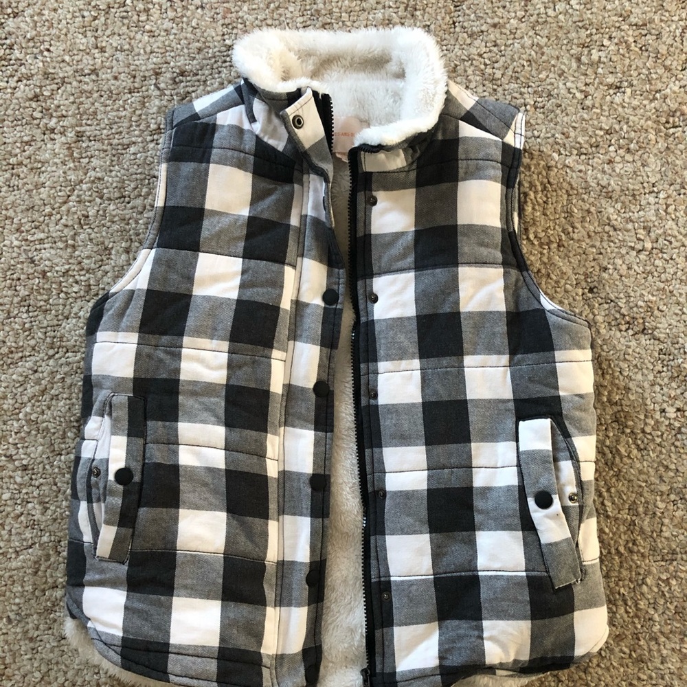 Lined buffalo plaid vest
